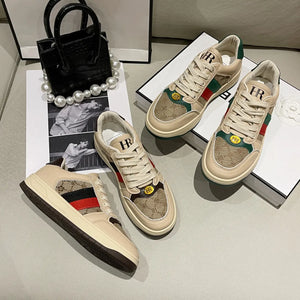 HARLEY Women's Fashion Luxury Sporty Canvas Double Stripes Sneaker Shoes - Divine Inspiration Styles