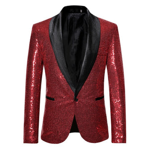 PARKLEES Men's Fashion Premium Quality Shiny Black Gold Silver Sequin Glitter Fancy Embellished Blazer Jacket - Divine Inspiration Styles