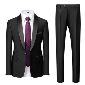 BRADLEY VIP SUITS Men's Fashion Formal 2 Piece & 3 Piece Tuxedo (Jacket + Pants + Vest) Navy Blue & Black Suit Set - Divine Inspiration Styles