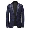 CGSUITS Men's Fashion Luxury Style Plaid Design Jacquard Blazer Suit Jacket