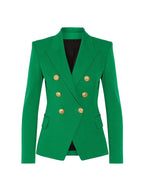 HIGHSTREET Women's Elegant Stylish Fashion Solid Color Office Business Casual Professional Style Green Blazer Jacket - Divine Inspiration Styles
