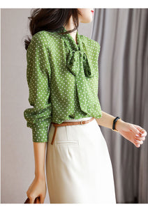 CARINA Design Women's Fashion Stylish Polka Dots Chiffon Blouse Top - Divine Inspiration Styles