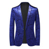 CGSUITS Men's Fashion Luxury Style Plaid Design Jacquard Blazer Suit Jacket
