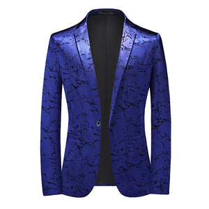 CGSUITS Men's Fashion Luxury Style Plaid Design Jacquard Blazer Suit Jacket