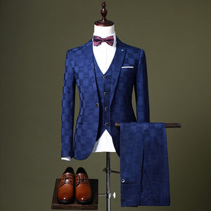 TQSUITS Men's Premium Quality Jacket Vest & Pants 3PCS Formal Wear Suit Set