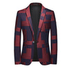 CGSUITS Men's Fashion Luxury Style Plaid Design Jacquard Blazer Suit Jacket