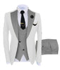 KENTON SUITS Men's Fashion Formal 3 Piece Tuxedo (Jacket + Pants + Vest) White & Pink Suit Set