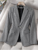 CAROLINE Design Collection Women's Elegant Stylish Fashion Office Professional Woven Plaid Blazer Jacket - Divine Inspiration Styles
