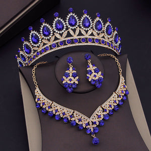 CM Women's Fashion Elegant Stylish Royal Queen Bridal Tiara Crown Earrings Necklace Jewelry Set - Divine Inspiration Styles