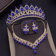 CM Women's Fashion Elegant Stylish Royal Queen Bridal Tiara Crown Earrings Necklace Jewelry Set - Divine Inspiration Styles