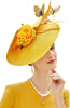 JQS Women's Fine Fashion Elegant Butterfly Flowers Luxury Style Cocktail & Special Events Celebration Hat