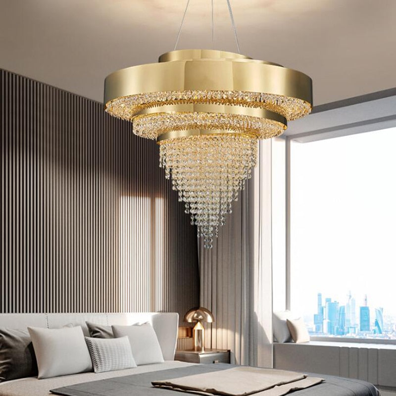 JMXI Modern Luxury Art Design LED Crystal Chandelier Lamp for Home or Office Lighting & Decorations - Divine Inspiration Styles