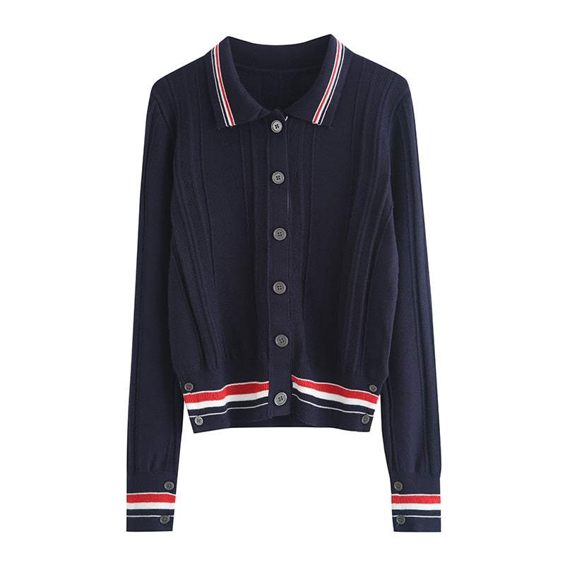 HBT Women's Sporty Elegant Fashion Knitted Cardigan Sweater Jacket - Divine Inspiration Styles