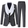 CGSUITS Men's Fashion Formal 3 Piece Black & White Polka Dots Tuxedo (Jacket + Vest + Pants) Suit Set