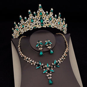 CM Women's Fashion Elegant Royal Queen Bridal Tiara Crown Earrings Necklace Jewelry Sets - Divine Inspiration Styles