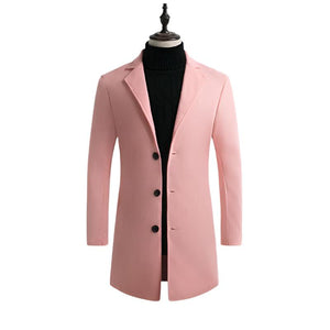BRADFORD Design Collection Men's Fashion Premium Quality Long Wool Blend Solid Coat - Divine Inspiration Styles