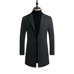 BRADFORD Design Collection Men's Fashion Premium Quality Long Wool Blend Solid Coat - Divine Inspiration Styles