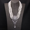 BELLA Design Women's Luxury Style Fashion Vintage Flower Rhinestones & Beads Multi-Layer Pearl Necklace Jewelry