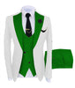 KENTON SUITS Men's Fashion Formal 3 Piece Tuxedo (Jacket + Pants + Vest) White & Champagne Suit Set - Divine Inspiration Styles