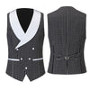 CGSUITS Men's Fashion Formal 3 Piece Black & White Polka Dots Tuxedo (Jacket + Vest + Pants) Suit Set