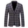 CGSUITS Men's Fashion Luxury Style Plaid Design Jacquard Khaki Brown Blazer Suit Jacket