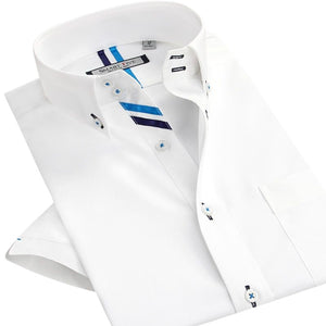 SMART FIVE Men's Fashion Business Casual Luxury Style Premium Top Quality Short Sleeves Dress Shirt - Divine Inspiration Styles