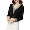 SURESTORY Women's Elegant Fashion Luxury Silk Designer Lace Trimmed Blouse - Divine Inspiration Styles