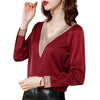 SURESTORY Women's Elegant Fashion Luxury Silk Designer Lace Trimmed Blouse - Divine Inspiration Styles