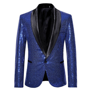 PARKLEES Men's Fashion Premium Quality Shiny Black Gold Silver Sequin Glitter Fancy Embellished Blazer Jacket - Divine Inspiration Styles