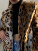 LAUTARO Women's Fine Fashion Brown Leopard Print Luxury Style Long Faux Fur Plush Coat Jacket - Divine Inspiration Styles