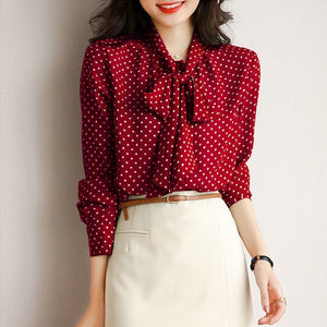 CARINA Design Women's Fashion Stylish Polka Dots Chiffon Blouse Top - Divine Inspiration Styles