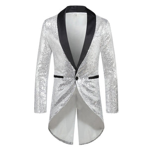 PARKLEES Men's Fashion Premium Quality Shiny Black Gold Silver Sequin Glitter Fancy Embellished Blazer Jacket - Divine Inspiration Styles