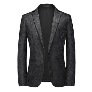 CGSUITS Men's Fashion Luxury Style Plaid Design Jacquard Blazer Suit Jacket