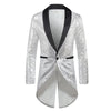 PARKLEES Men's Fashion Shiny Gold Sequin Glitter Fancy Embellished Long Tuxedo Blazer Jacket - Divine Inspiration Styles