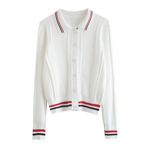 HBT Women's Sporty Elegant Fashion Knitted Cardigan Sweater Jacket - Divine Inspiration Styles