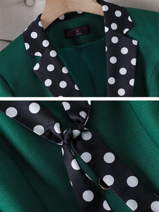 CAROLINE Design Collection Polka Dots Women's Elegant Stylish Fashion Office Blazer Jacket & Pants Suit Set - Divine Inspiration Styles
