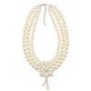 BELLA Design Women's Luxury Style Fashion Vintage Flower & Beads Multi-Layer Pearl Flower Necklace & Earrings Set