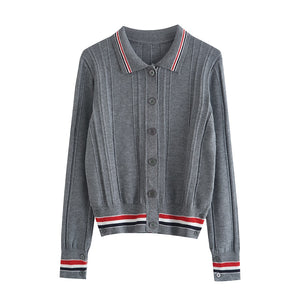 HBT Women's Sporty Elegant Fashion Knitted Cardigan Sweater Jacket - Divine Inspiration Styles