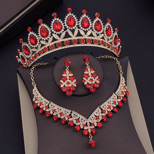 CM Women's Fashion Elegant Stylish Royal Queen Bridal Tiara Crown Earrings Necklace Jewelry Set - Divine Inspiration Styles
