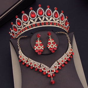 CM Women's Fashion Elegant Stylish Royal Queen Bridal Tiara Crown Earrings Necklace Jewelry Set - Divine Inspiration Styles