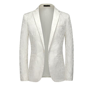 CGSUITS Men's Fashion Luxury Style Plaid Design Jacquard Blazer Suit Jacket