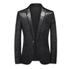 CGSUITS Men's Fashion Luxury Style Plaid Design Jacquard Blazer Suit Jacket