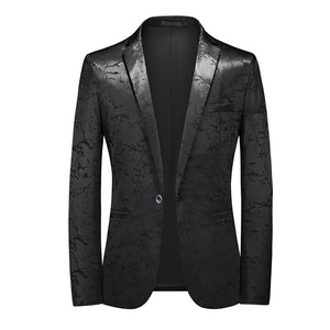 CGSUITS Men's Fashion Luxury Style Plaid Design Jacquard Blazer Suit Jacket