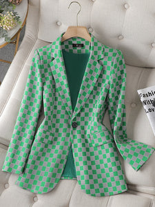 CAROLINE Design Collection Women's Elegant Stylish Fashion Office Professional Woven Plaid Blazer Jacket - Divine Inspiration Styles