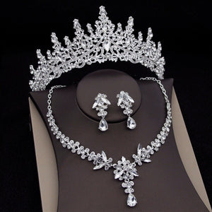 CM Women's Fashion Elegant Royal Queen Bridal Tiara Crown Earrings Necklace Jewelry Sets - Divine Inspiration Styles