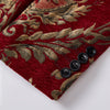 CGSUITS Men's Fashion Formal 2-Piece Burgundy & Gold Embroidery Tuxedo (Jacket + Pants) Suit Set