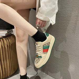 HARLEY Women's Fashion Luxury Sporty Canvas Double Stripes Sneaker Shoes - Divine Inspiration Styles
