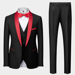 BRADLEY VIP SUITS Men's Fashion Formal 2 Piece & 3 Piece Tuxedo (Jacket + Pants + Vest) Navy Blue & Black Suit Set - Divine Inspiration Styles