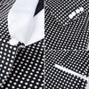 CGSUITS Men's Fashion Formal 3 Piece Black & White Polka Dots Tuxedo (Jacket + Vest + Pants) Suit Set