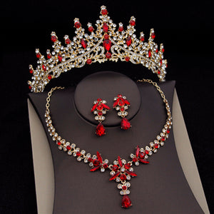 CM Women's Fashion Elegant Royal Queen Bridal Tiara Crown Earrings Necklace Jewelry Sets - Divine Inspiration Styles